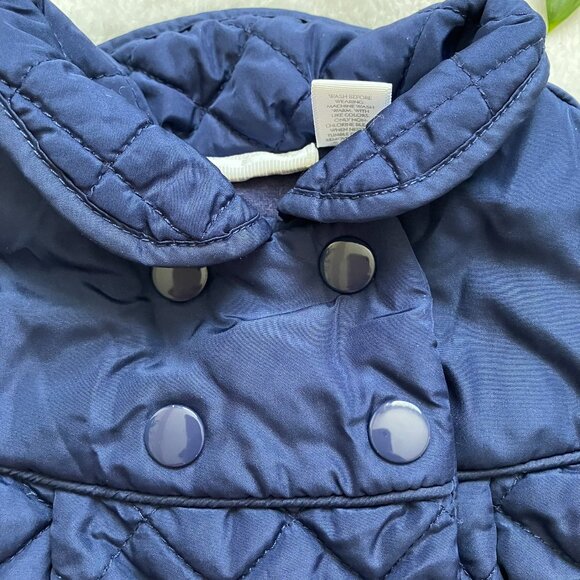 First Impressions 3-6M Navy Quilted Jacket 100% Cotton Lined EUC Baby - Picture 6 of 16